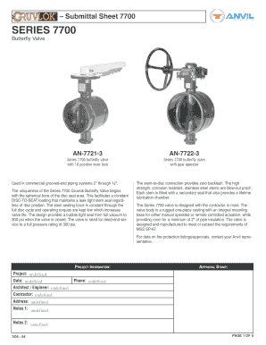 Series 7700 Butterfly Valve Submittal Sheet