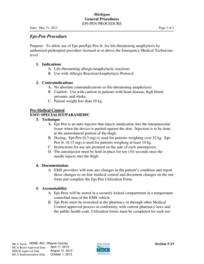 Michigan Epi-Pen Procedure Form