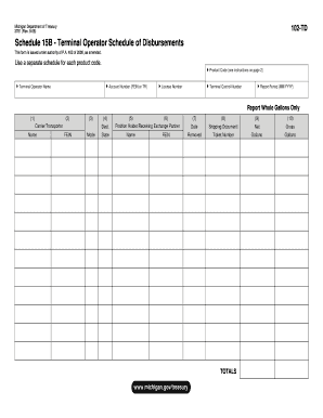 Michigan Terminal Operator Schedule of Disbursements