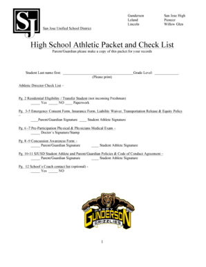 San Jose Unified School District Athletic Packet