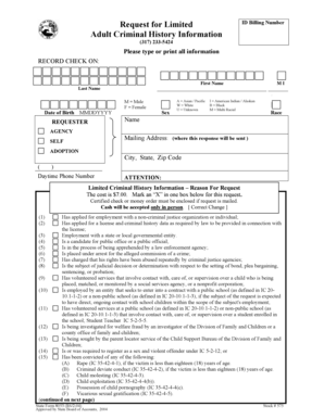 Indiana Criminal History Request Form