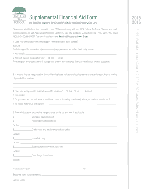 Supplemental Financial Aid Form 2015