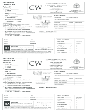 Dental Lab Work Order Form