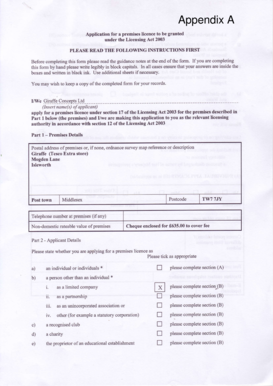 Premises Licence Application