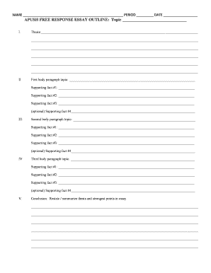 APUSH Free Response Essay Outline Template
