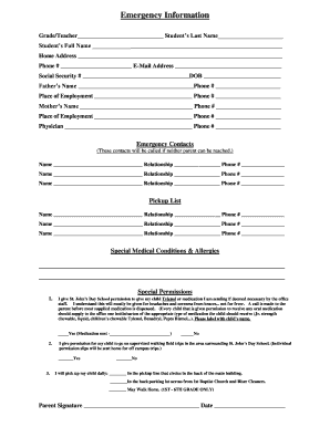 Emergency Information Form