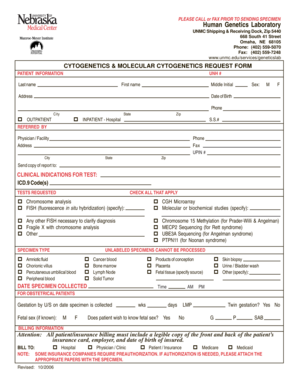 Cytogenetics and Molecular Cytogenetics Request Form