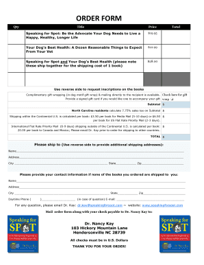 Order Form for Dog Health Books