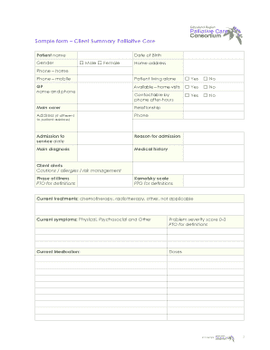 Palliative Care Client Summary Form