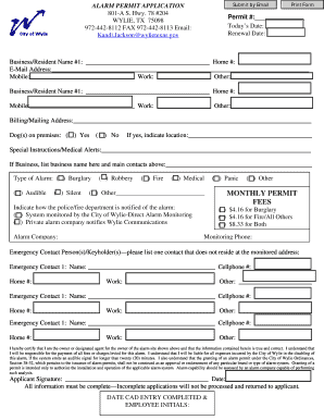 Alarm Permit Application