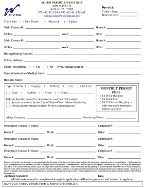Alarm Permit Application