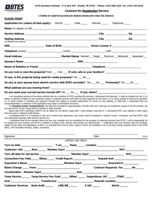Contract for Residential Service Application