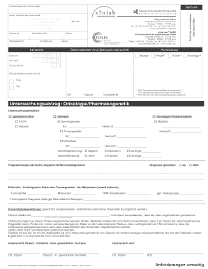 Anforderungsschein Onkologie und Pharmakogenetik
