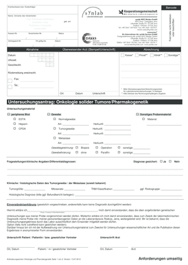 Anforderungsschein Onkologie und Pharmakogenetik