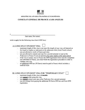 Demande de visa étudiant de long séjour en France