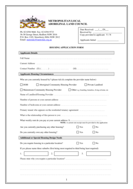 Housing Application Form