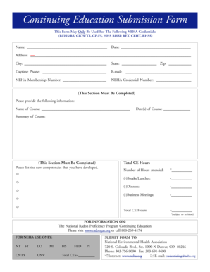 NEHA Continuing Education Submission Form
