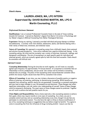 Texas Counseling Informed Consent Form
