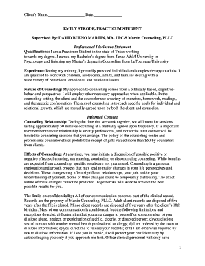 Texas Counseling Informed Consent Form