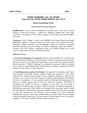 Texas Professional Disclosure Statement