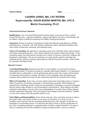 Professional Disclosure Statement and Informed Consent Form