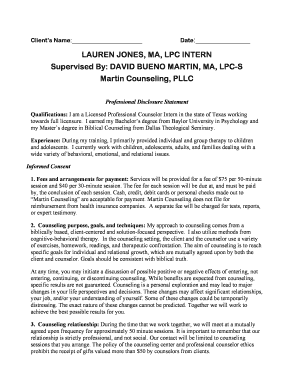 Texas Counseling Informed Consent Form