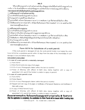 Work Permit Substitute Application