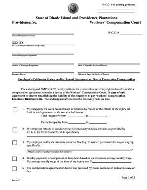 Employee Petition to Review Workers Compensation Agreement