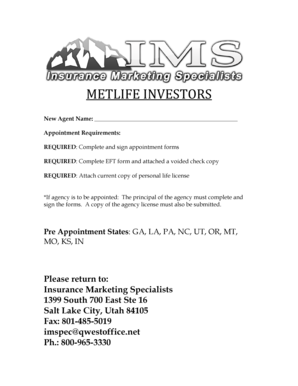 MetLife Broker Requirements Checklist