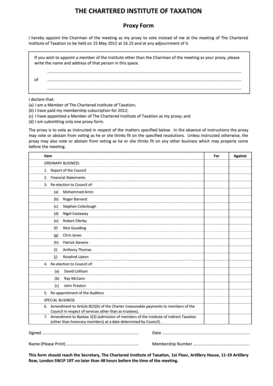 Chartered Institute of Taxation Proxy Form