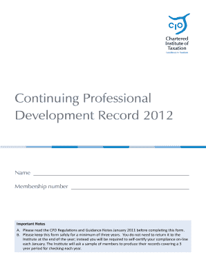 Continuing Professional Development Record 2012