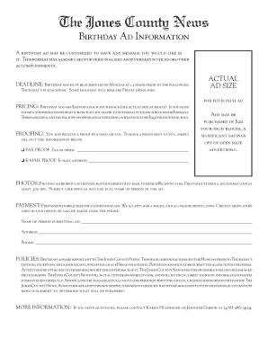 Birthday Ad Submission Form
