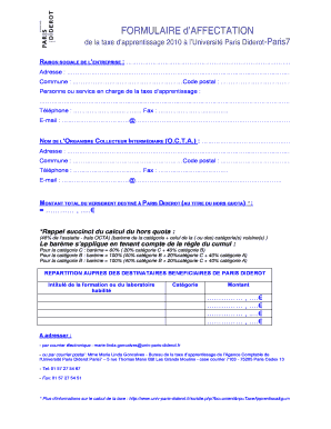 FORMULAIRE d’AFFECTATION de la taxe d’apprentissage
