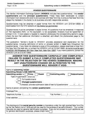 New York City Vendor Questionnaire