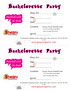 Bachelorette Party Paintball Event Form