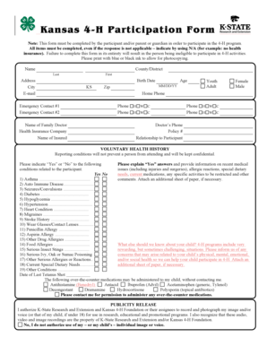 Kansas 4-H Participation Form - Kansas State... - sedgwick k-state