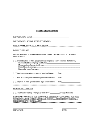 Health Insurance Status Change Form