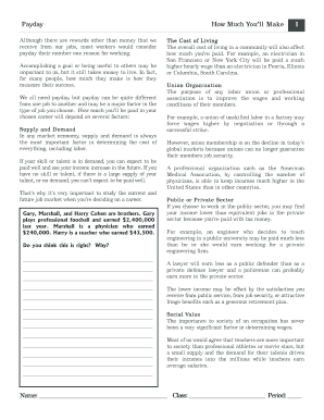 Payday Wage Calculation Worksheet