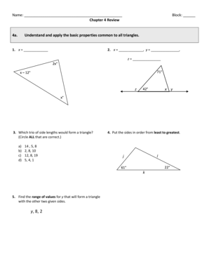 Chapter 4 Review Worksheet