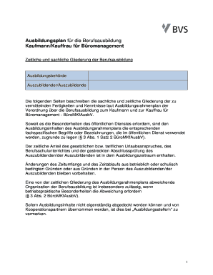 Ausbildungsplan für die Berufsausbildung Kaufmann/Kauffrau für Büromanagement