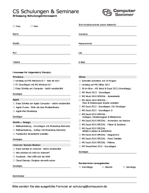 Erfassung Schulungsinteressent