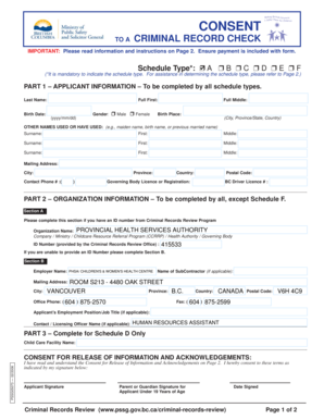 Consent to a Criminal Record Check