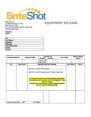 Equipment Release Form