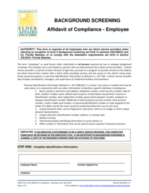 Affidavit of Compliance - Employee
