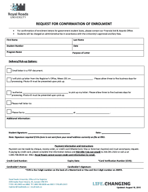Request for Confirmation of Enrolment Form