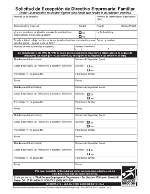 Solicitud de Excepción de Directivo Empresarial Familiar