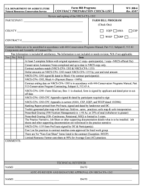 USDA NRCS Contract Preparation Checklist