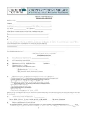 Crozer-Keystone Village Membership Agreement