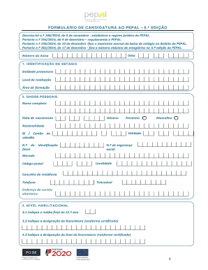 Formulário de Candidatura ao PEPAL