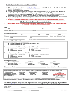 Effingham County Traffic Safety Program Registration Form
